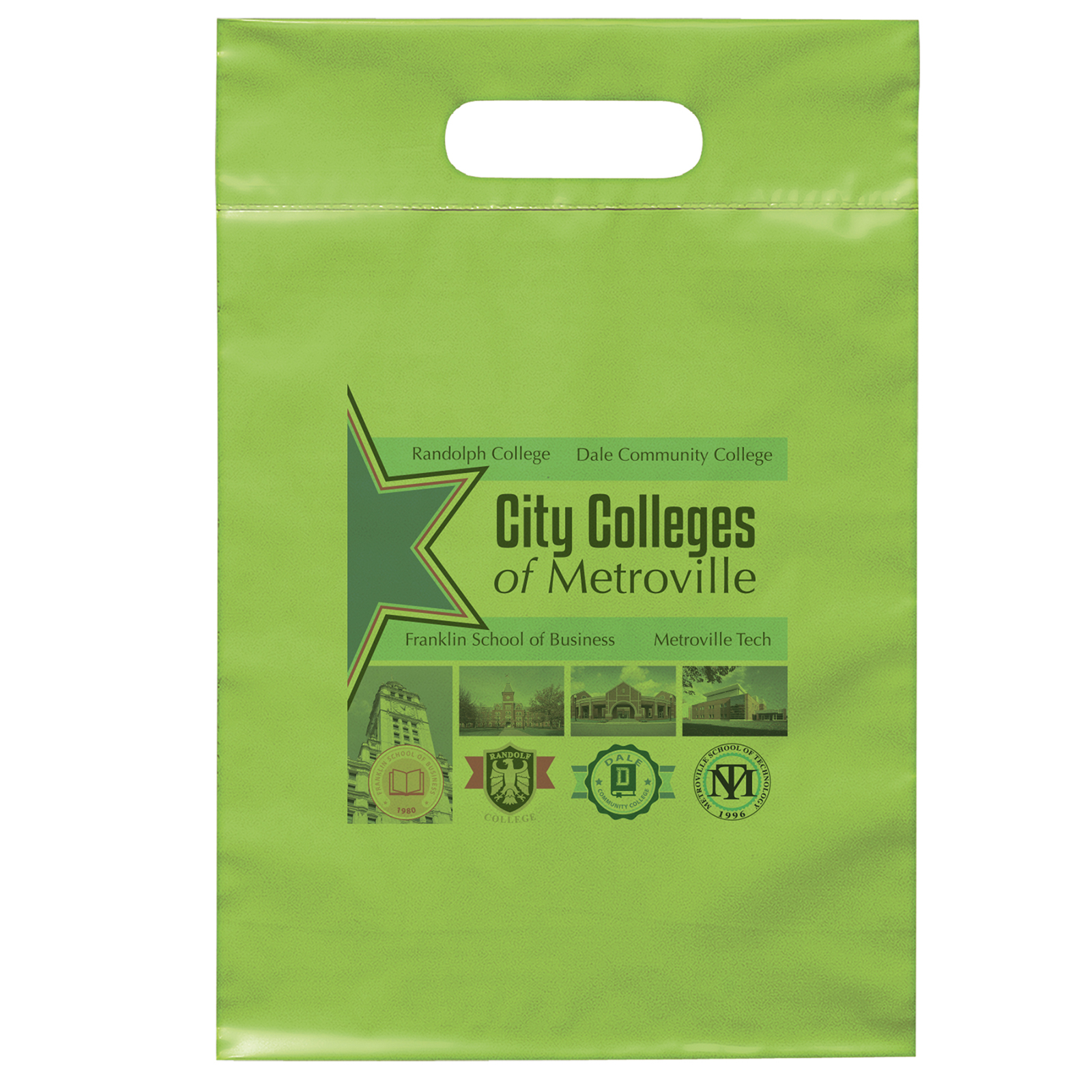 Die Cut Handle Bag - 9 1/2W x 14H - Dynamic Color 5