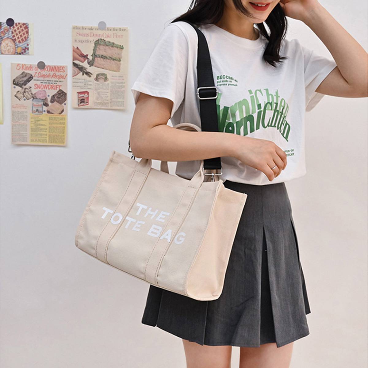 Canvas Tote Bag With Zipper Pocket, custom tote bag with logo imprint 2