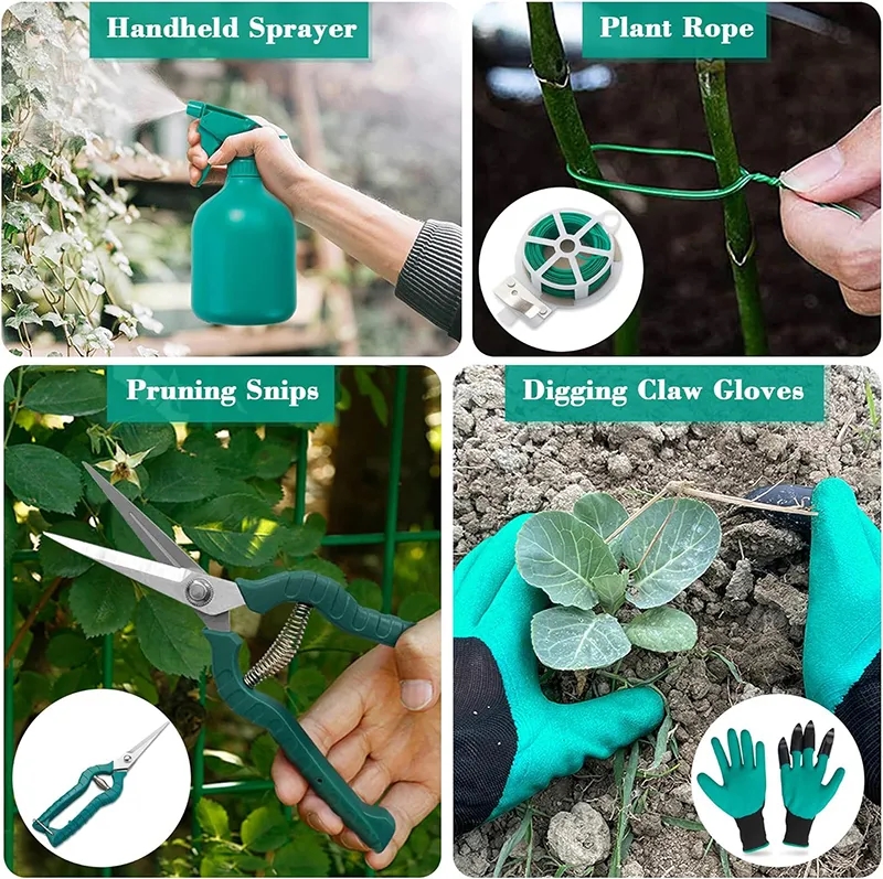 11 Piece Aluminum Alloy Hand Tool Starter Kit with Garden Ba 5