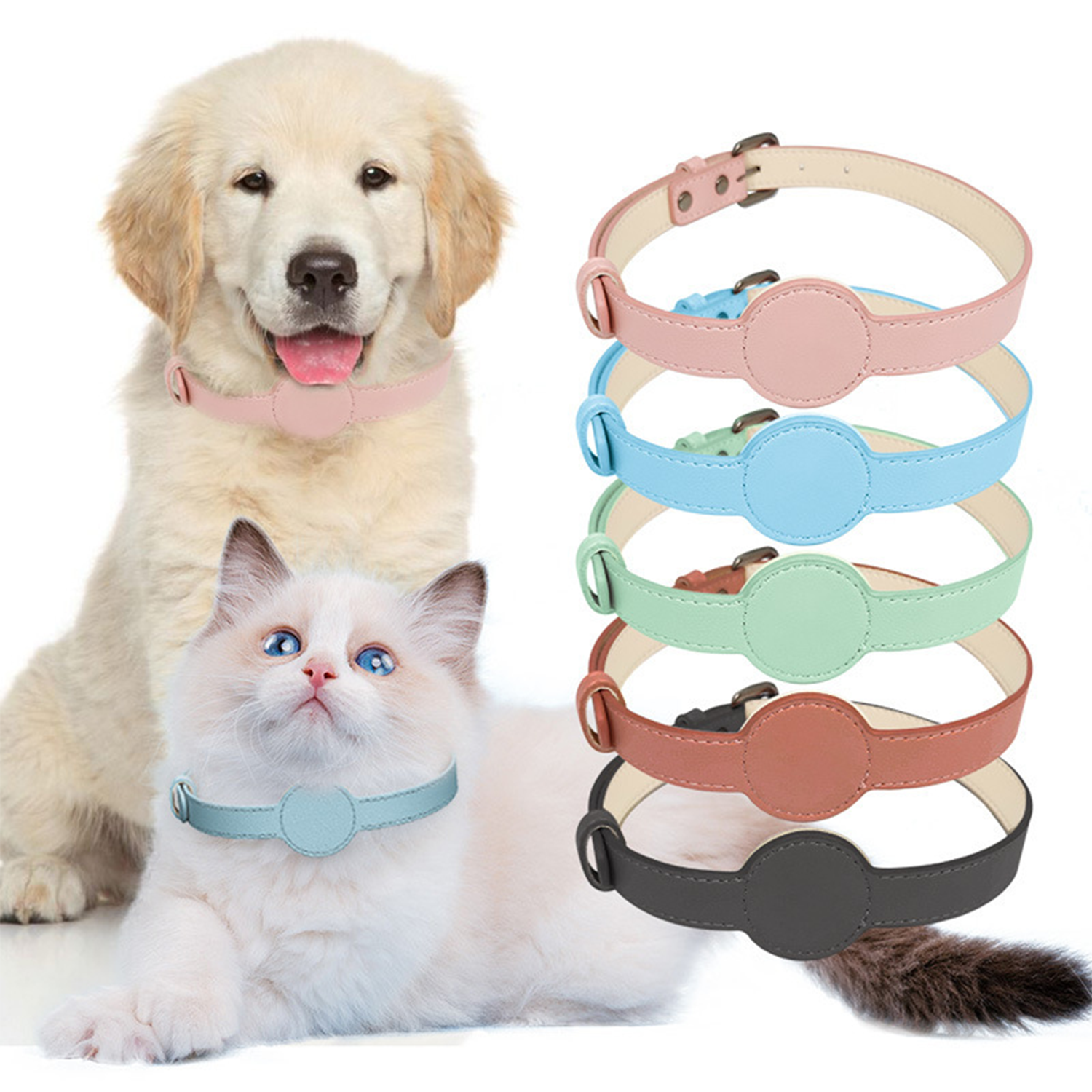 Leather Pet Collar With Apple Air-tag Tracker 6