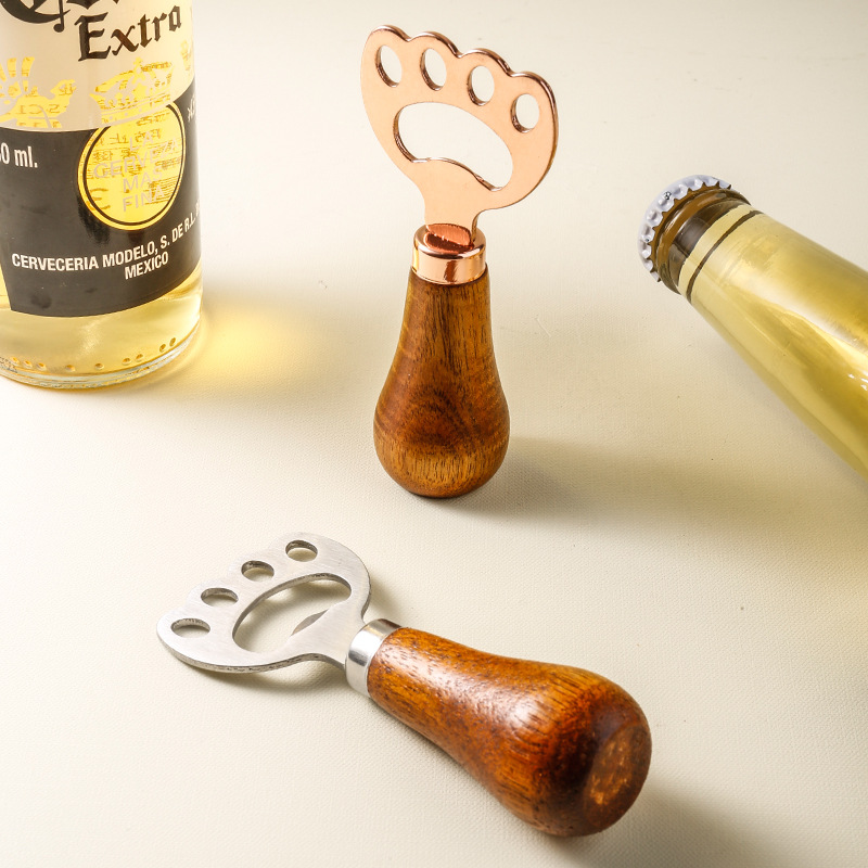 Stainless Steel Standing Bottle Opener with Wooden Handle 2