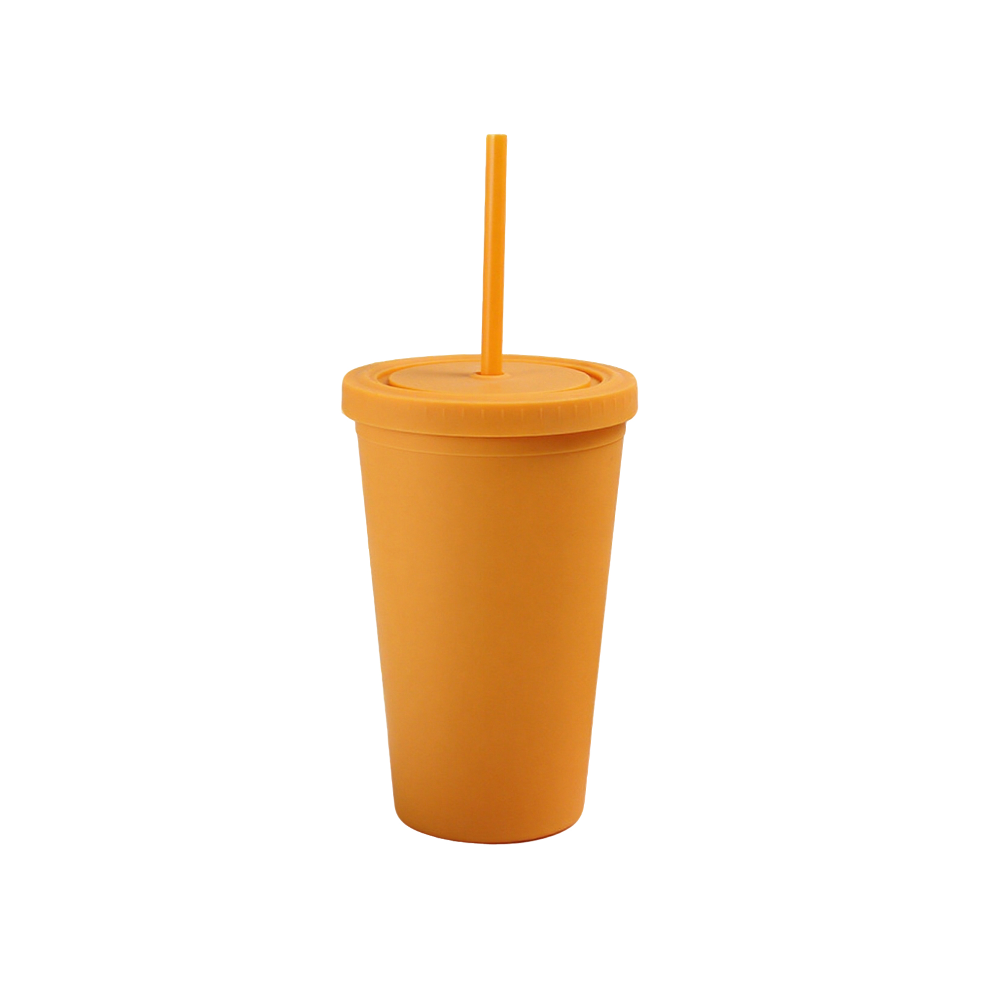 Sixteen Ounce Double Walled Tumbler With Straw 3.97" x 8" 11