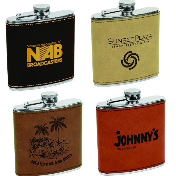 Laserable Leatherette 6 Oz. Stainless Steel Flask 2