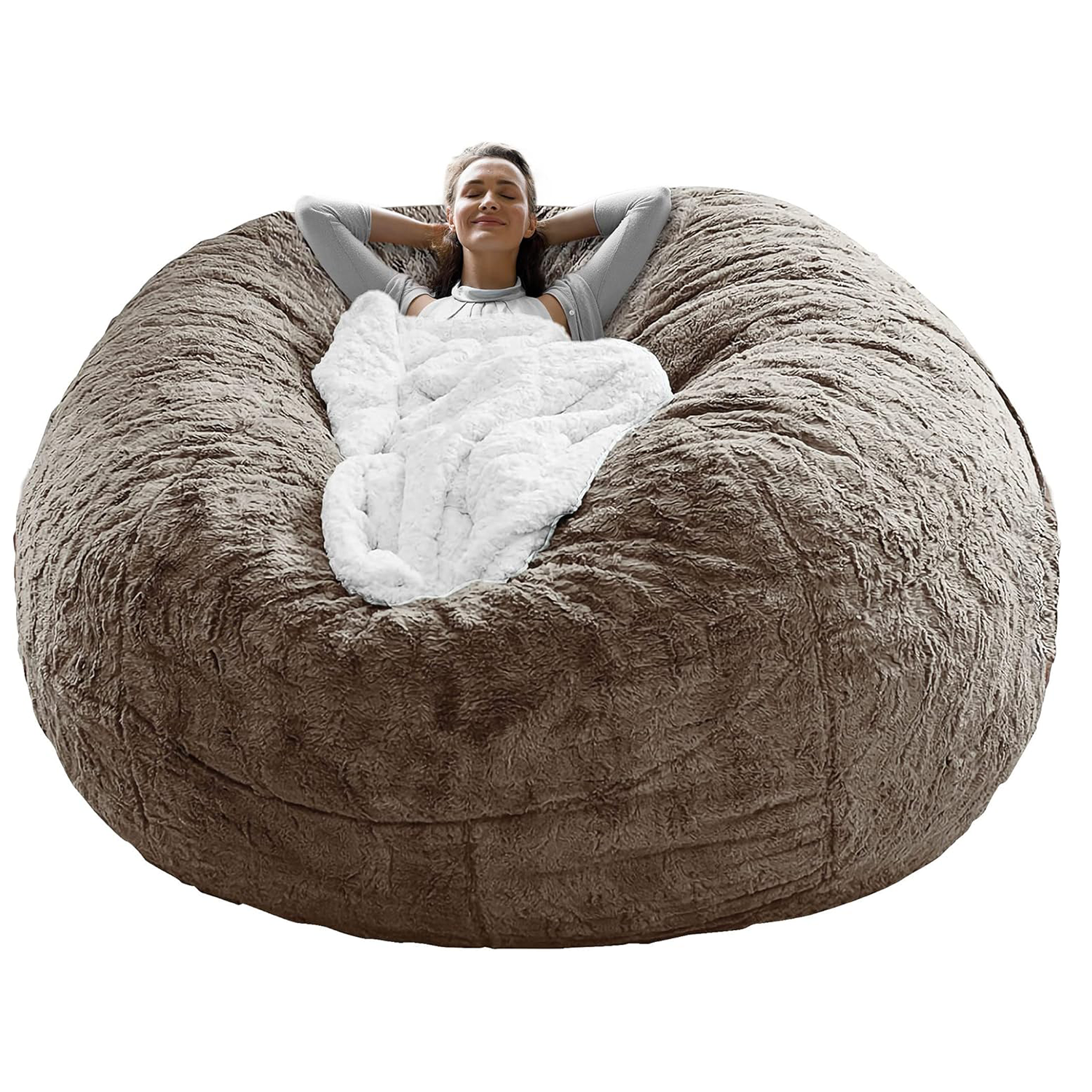 Big Round Soft Fluffy Velvet Bean Bag Chair Cover 7