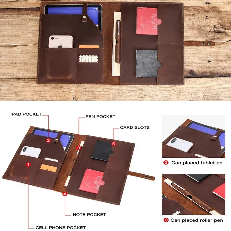 Custom Handmade Leather Business Portfolio Organizer 3