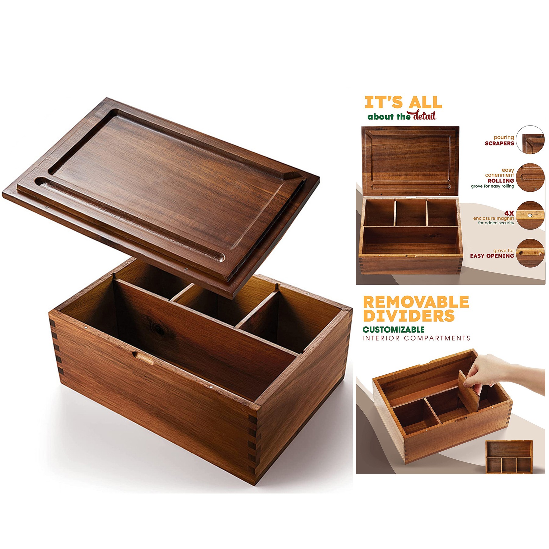 11" x 8" x 4" Keepsage Storage Box with Rolling Tray 3