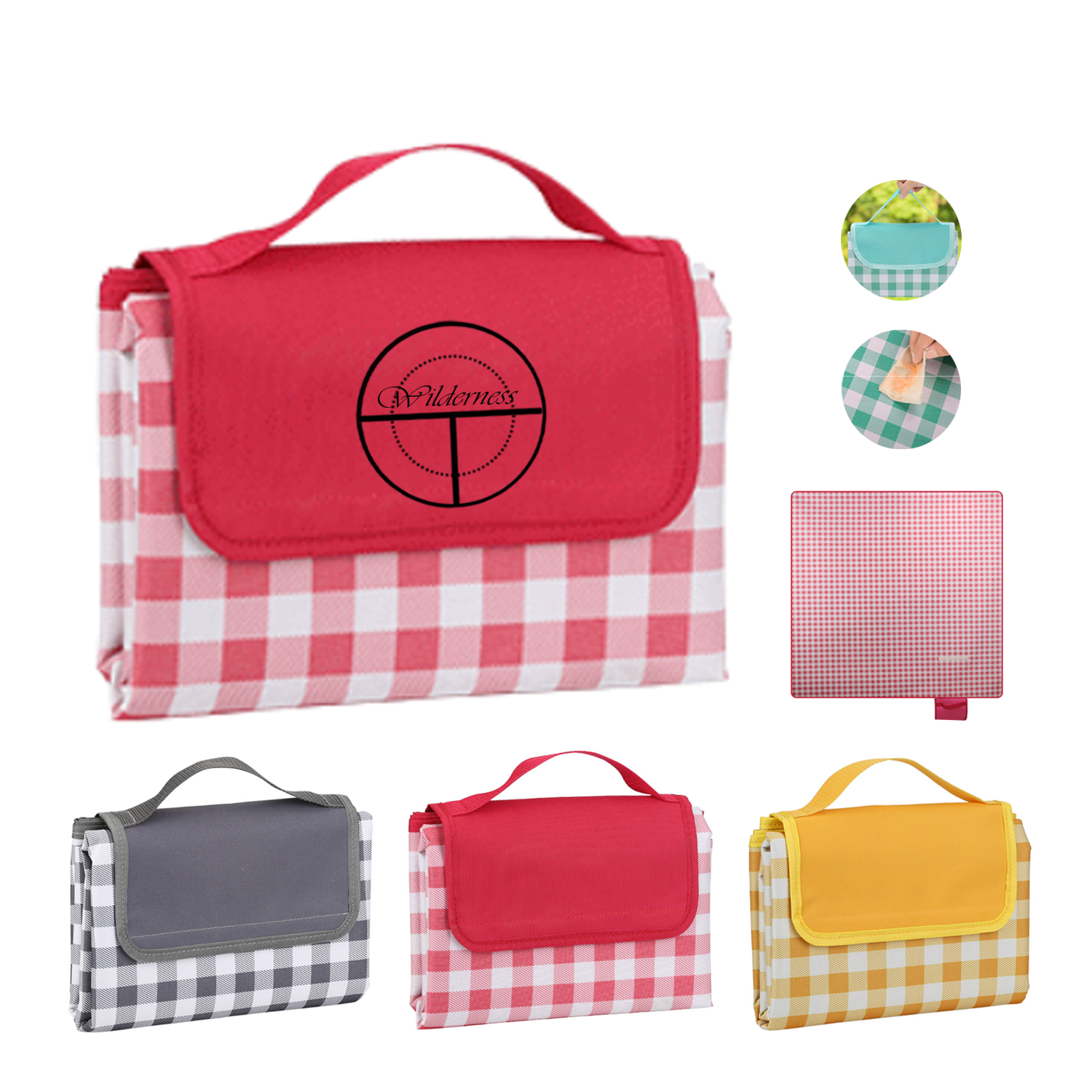 Foldable Waterproof Oxford Picnic Blanket w/ Carry Handle 2