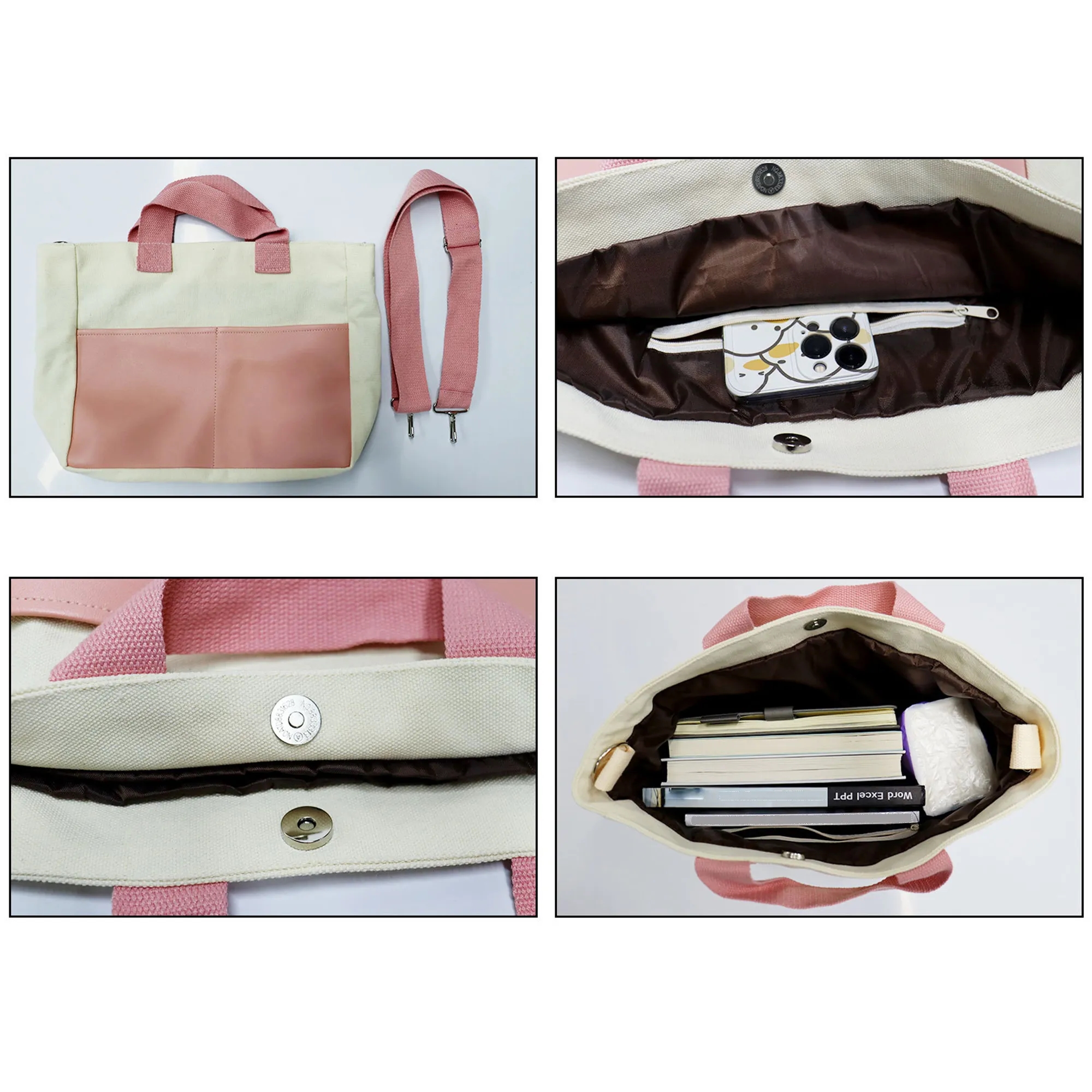 Cotton Zipper Tote Advertising Canvas Bag MOQ 50PCS, custom tote bag with logo imprint 3