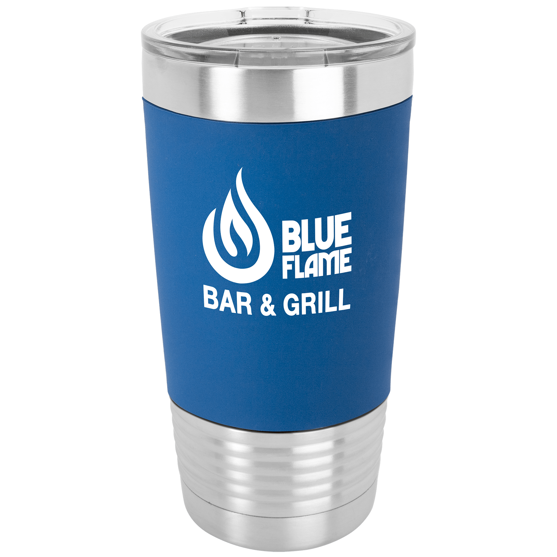 Polar Camel 20 oz. Blue/White Tumbler with Silicone Grip and Clear Lid 2