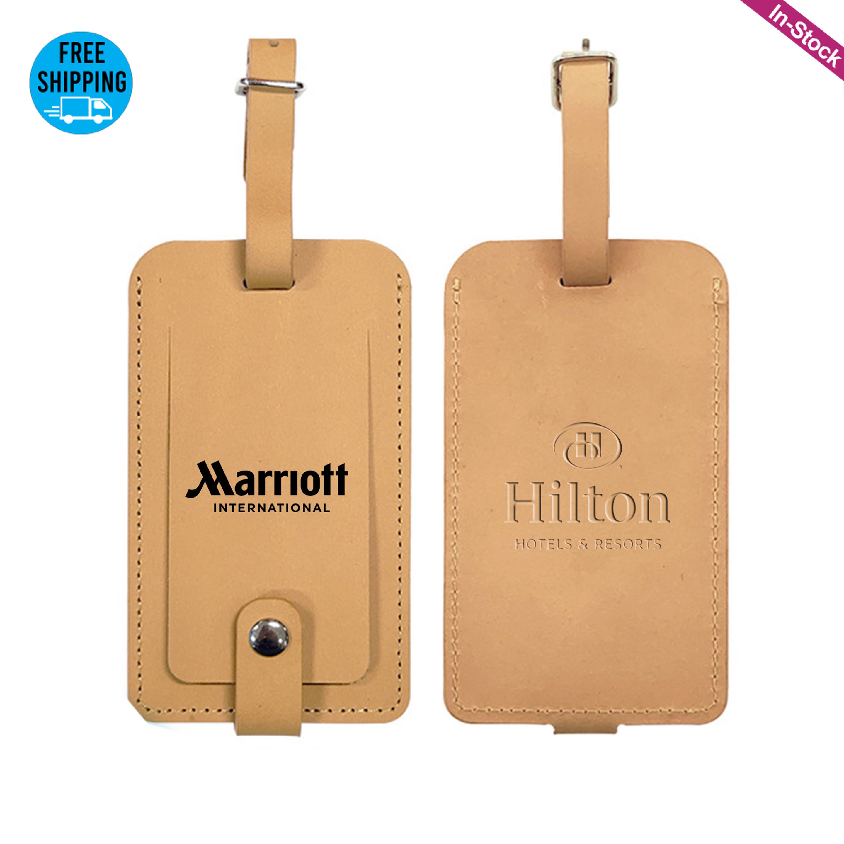 Genuine Leather Luggage Tags with Snap 4