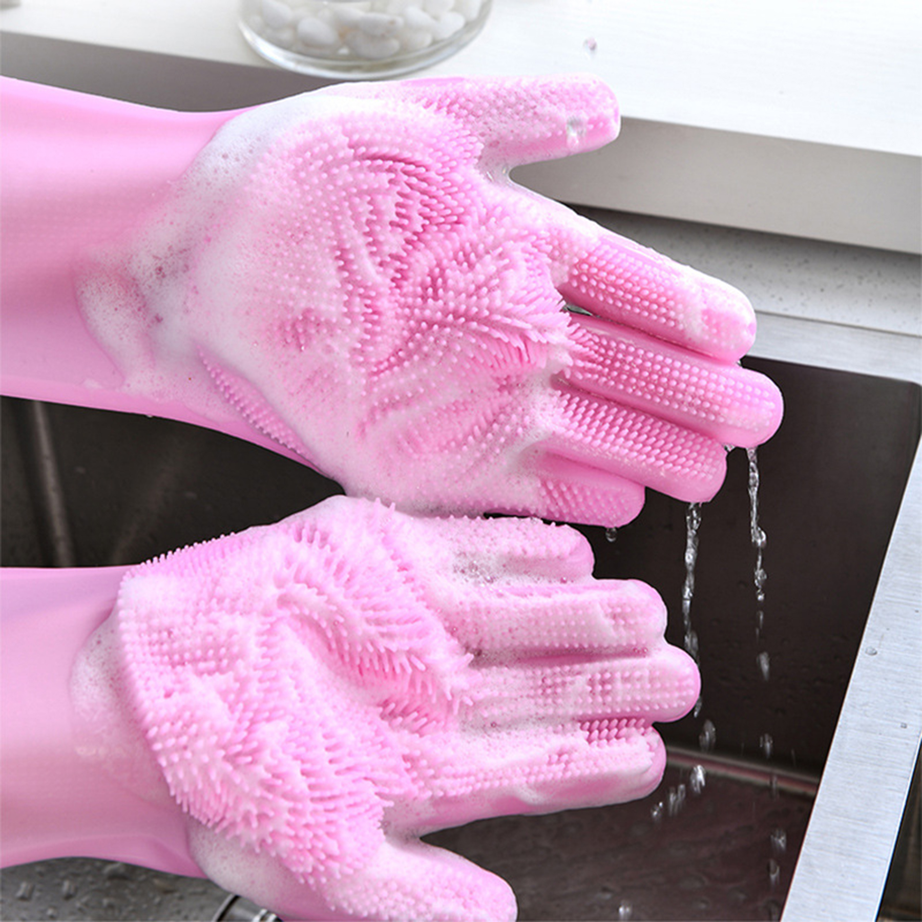 Silicone Clean Gloves Dish Brush 2