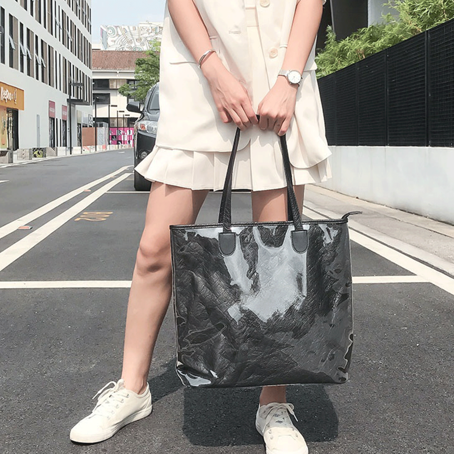 Clear waterproof big capacity pvc tyvek kraft paper tote bag 4