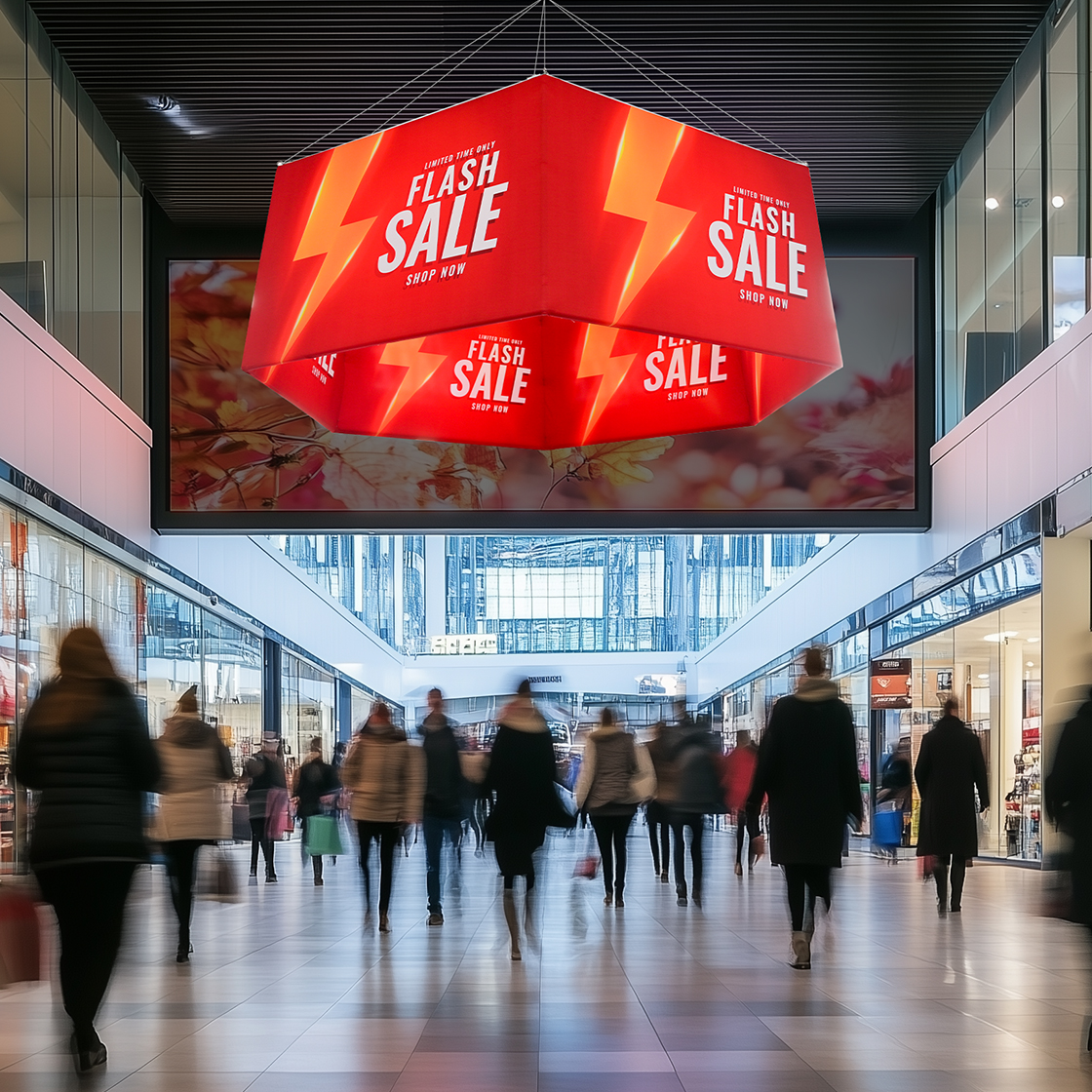 Skytube Hexagon Hanging Sign (10' x 5') Single Sided - Graphic & Hardware Combo 5