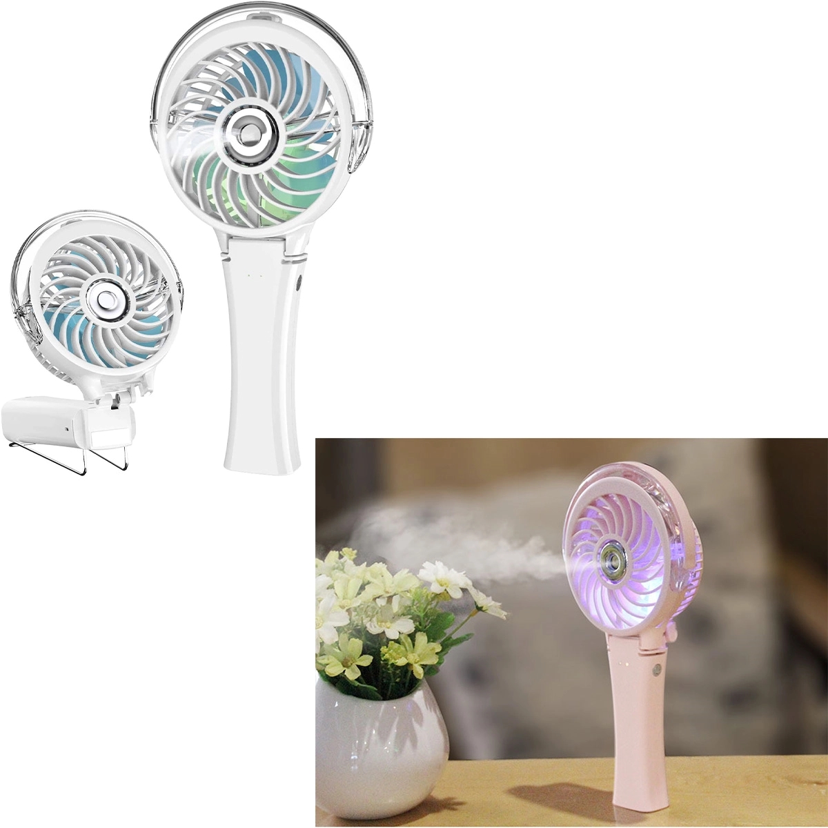 Portable Handheld Misting Fan With 7 Colorful Nightlight 1