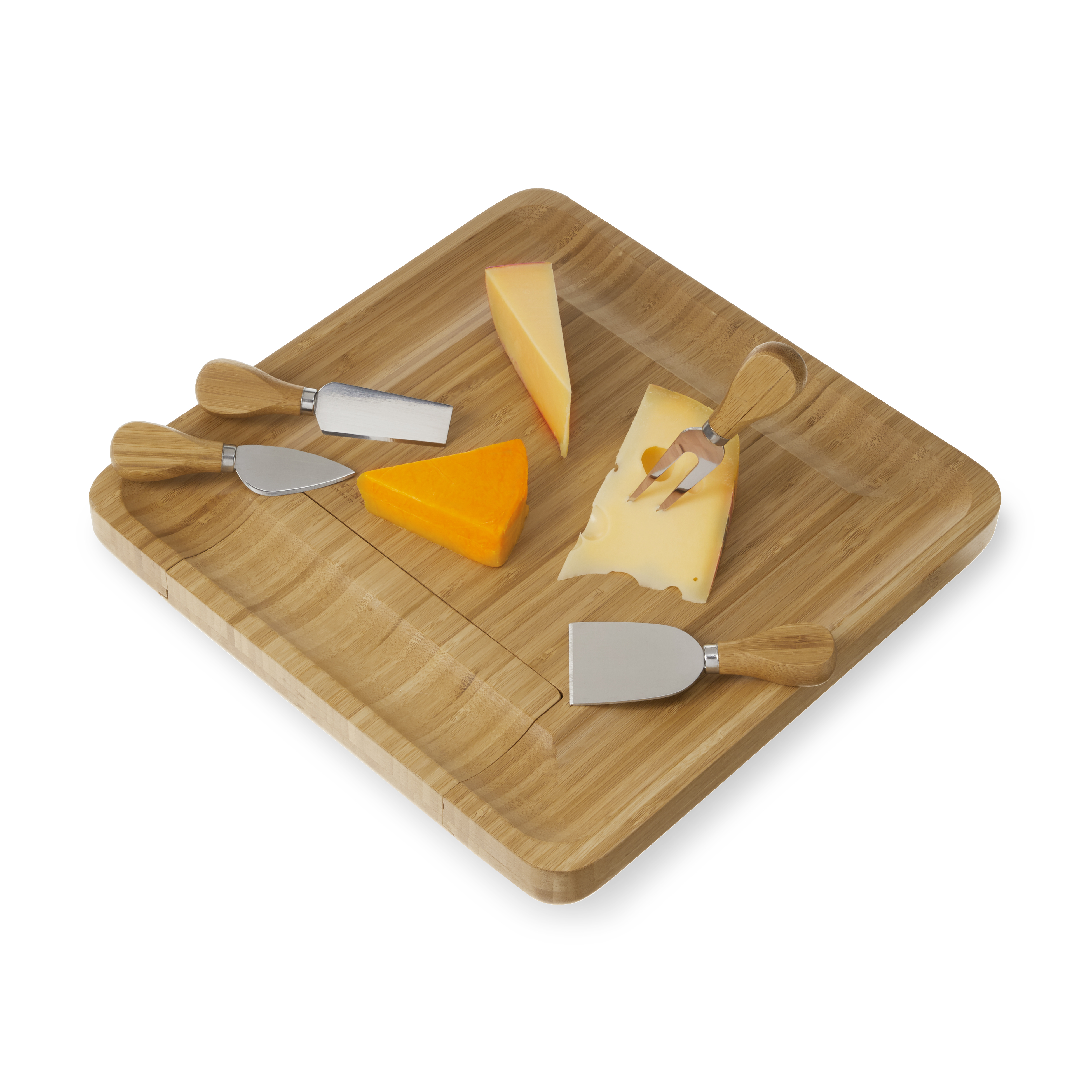 Twine Living® Bamboo Cheese Board and Knife Set 4