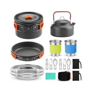 15pcs Camping Cookware Mess Kit 15