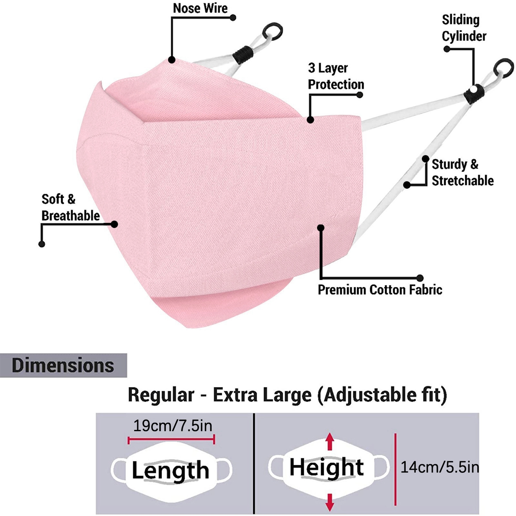 Reusable Cloth Face Masks  Cotton Washable Adjustable 9