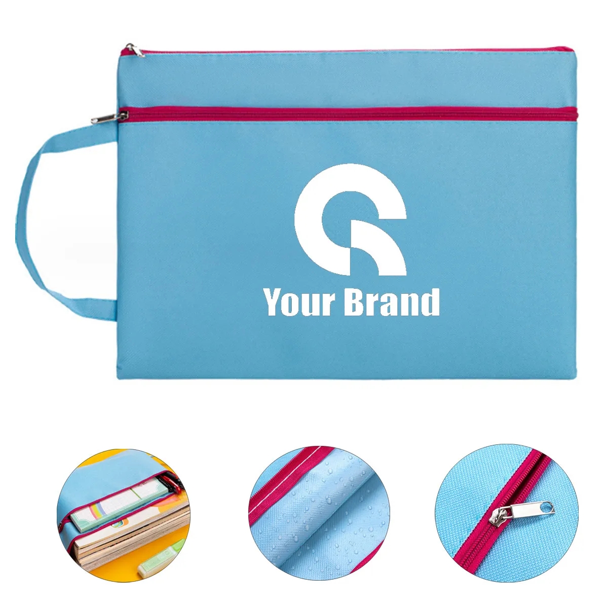Portable A4 Handle Zipper File Bags All Over Printing 2
