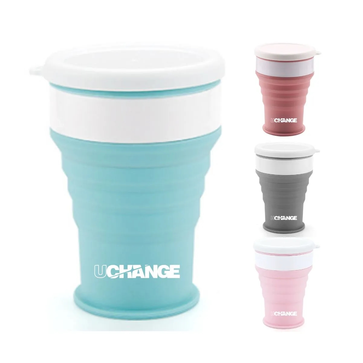 350ml Collapsible Silicone Travel Cup With Lid 1