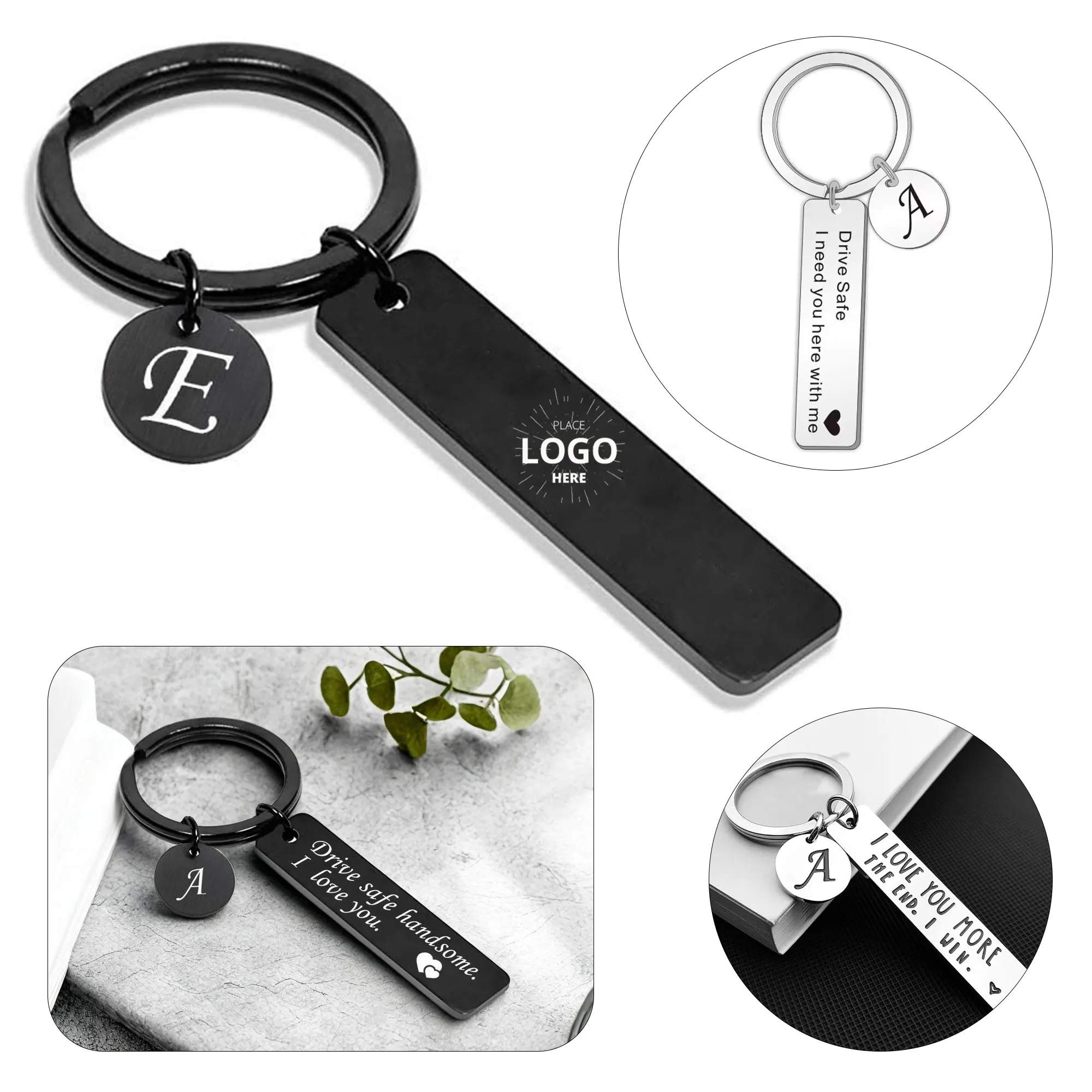 Stainless Steel Letter Keychain 6
