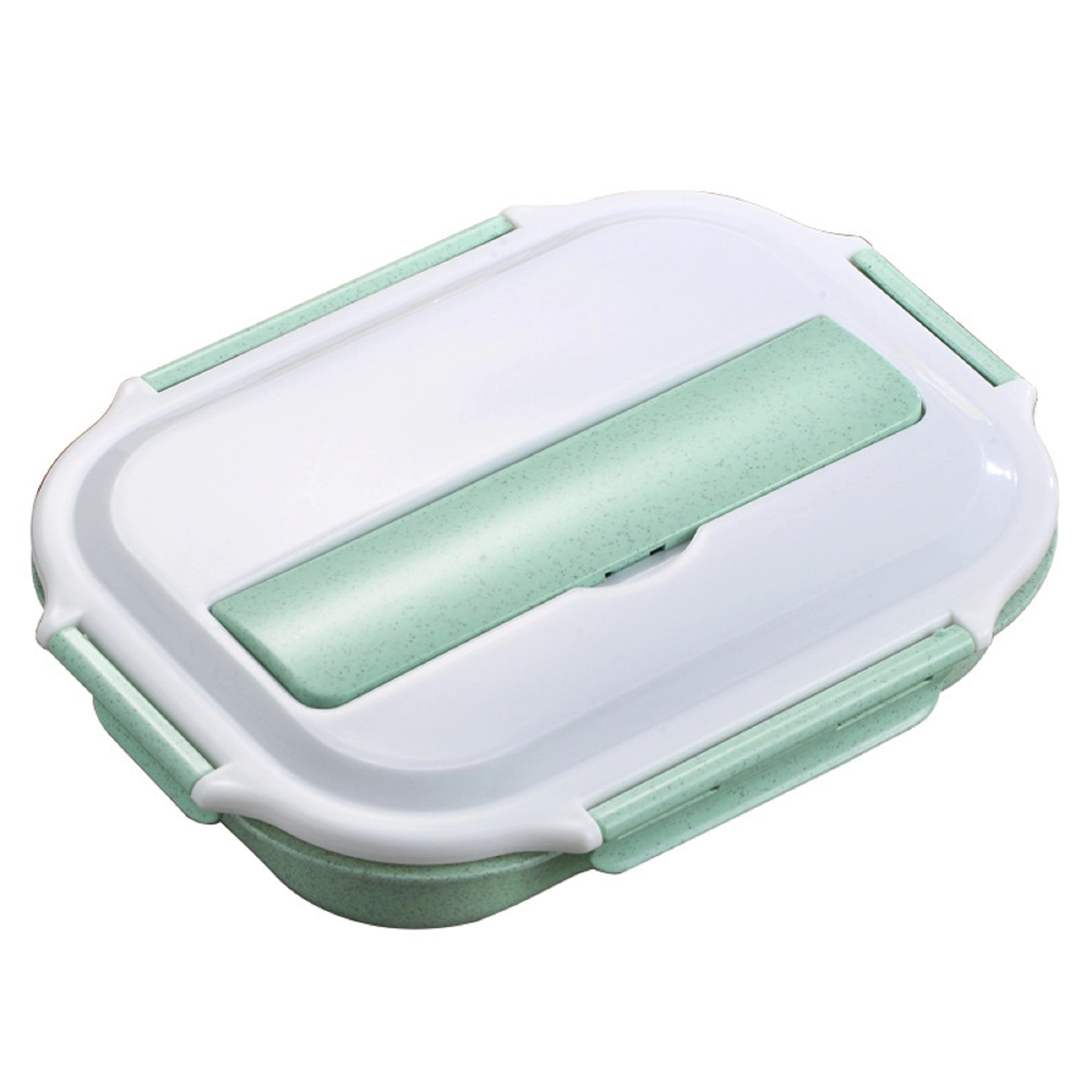 4 Side Locked Wheat Straw Lunch Box with Metal Utensils 4