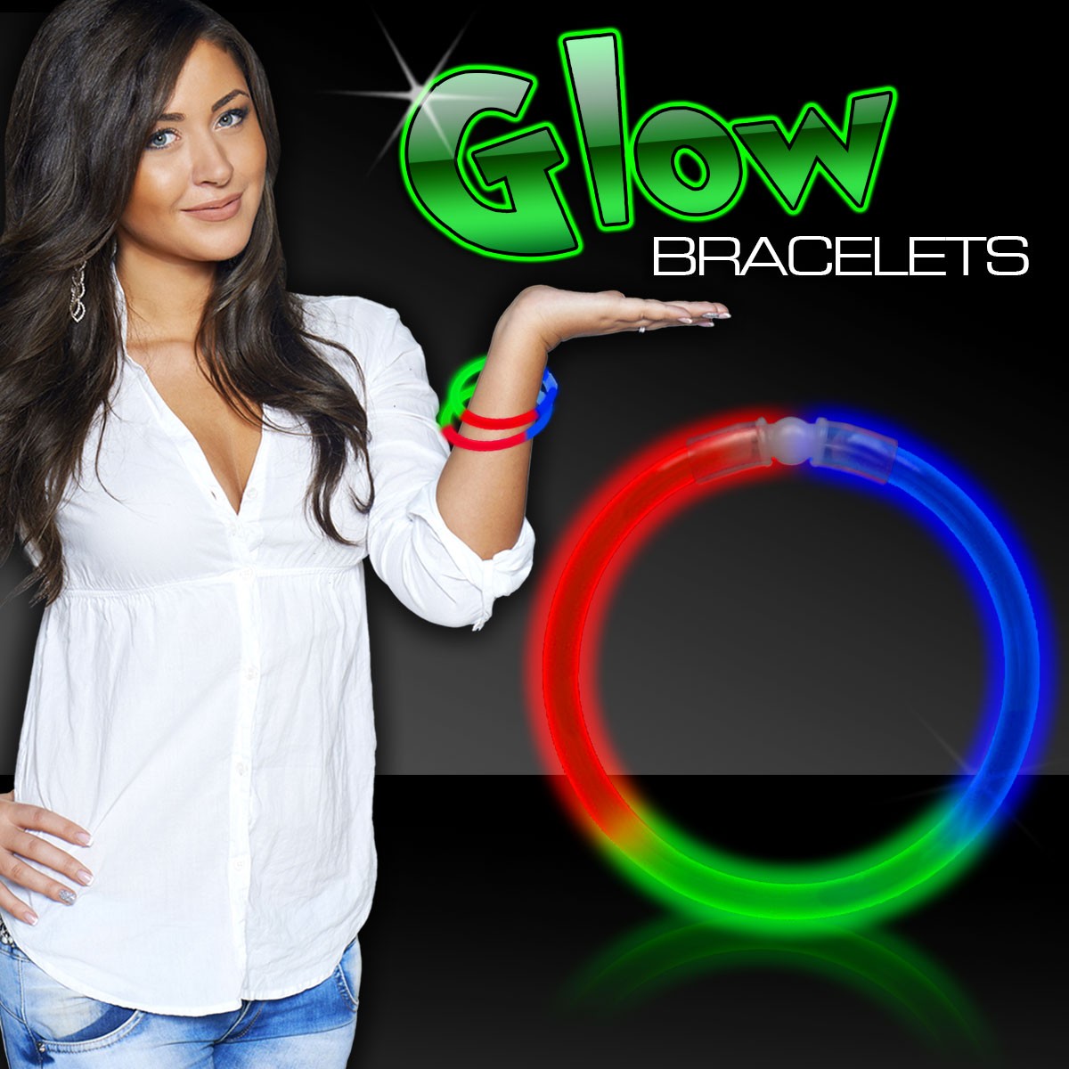 Red Green Blue Triple Color Superior Light Up Glow Bracelet 2