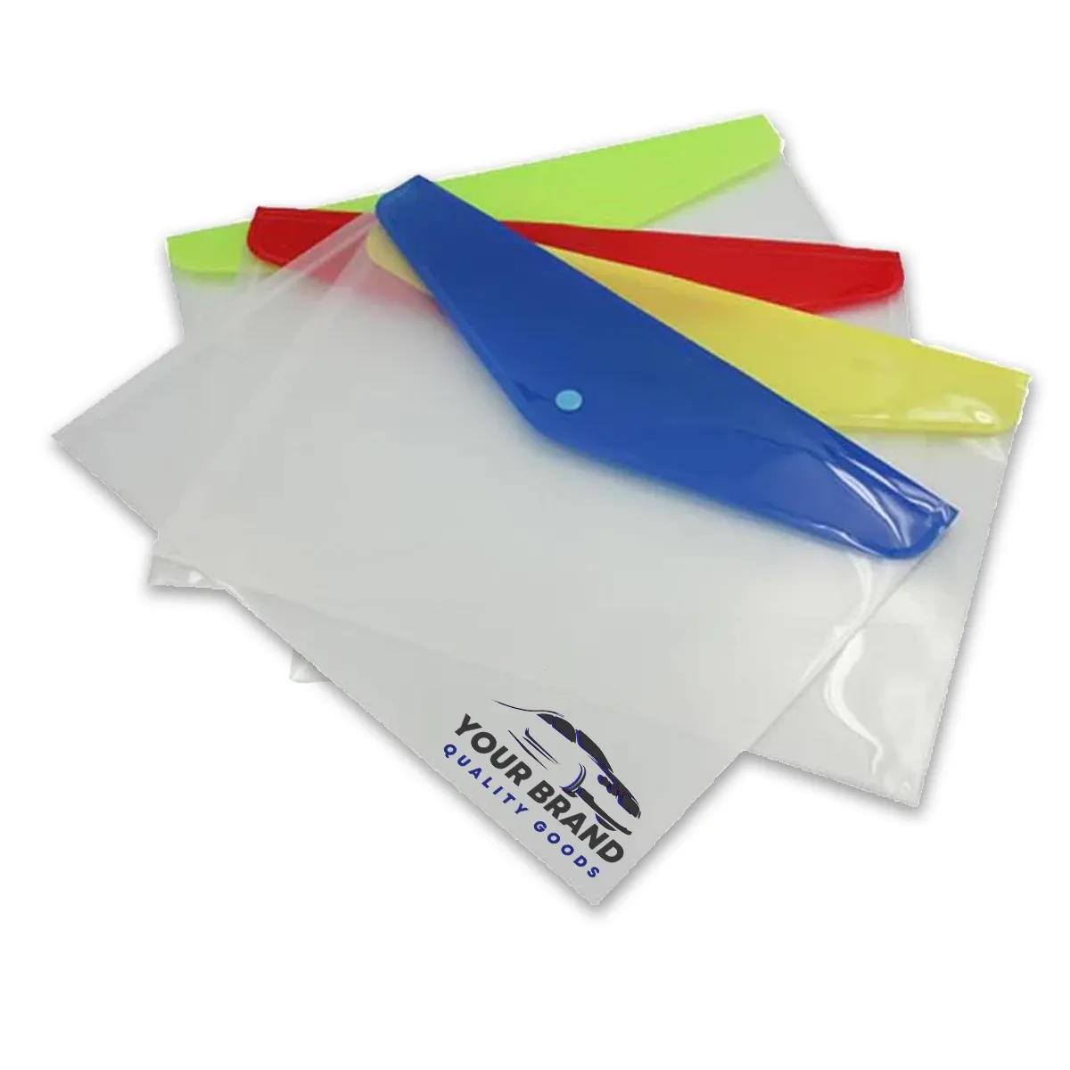 Transparent Assorted Color Document Holder With Snap Closure 1