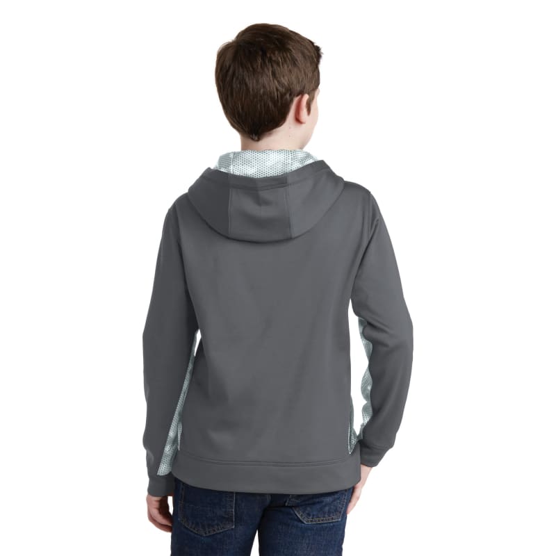Sport-Tek Youth Sport-Wick CamoHex Fleece Colorblock Hooded Pullover. 16