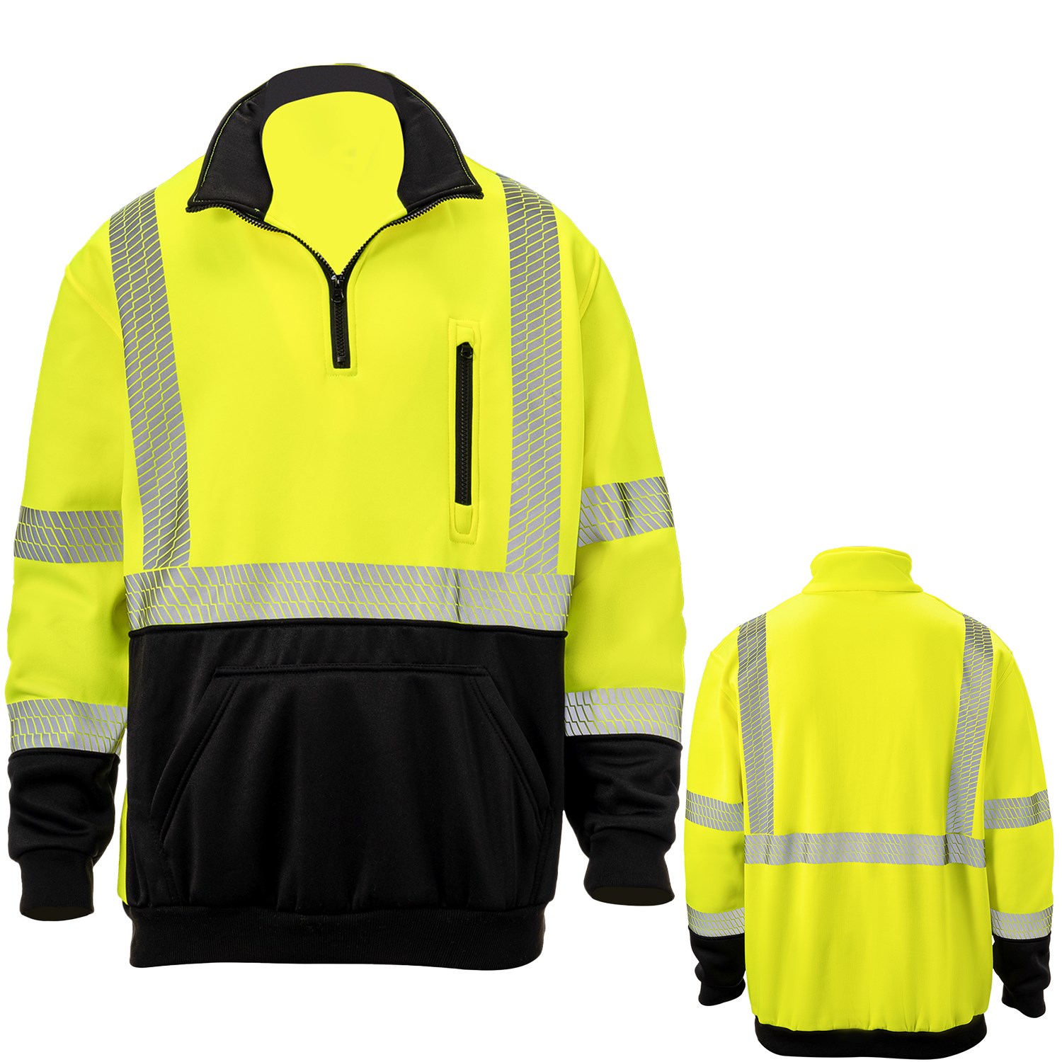Class 3 Color Block 2" Segmented Tape Safety 1/4 Zipper with Pockets 3