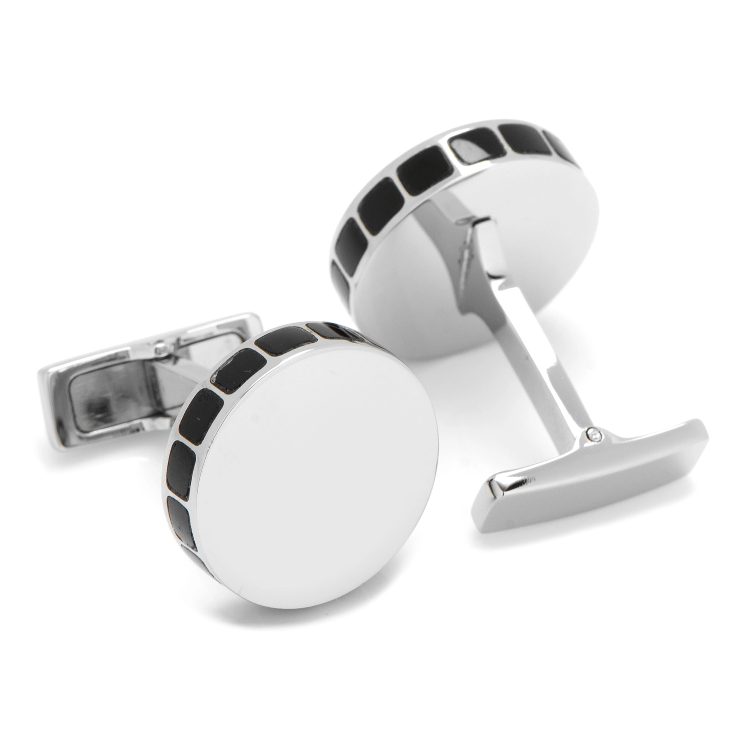 Stainless Steel Onyx Mosaic Engravable Cufflinks