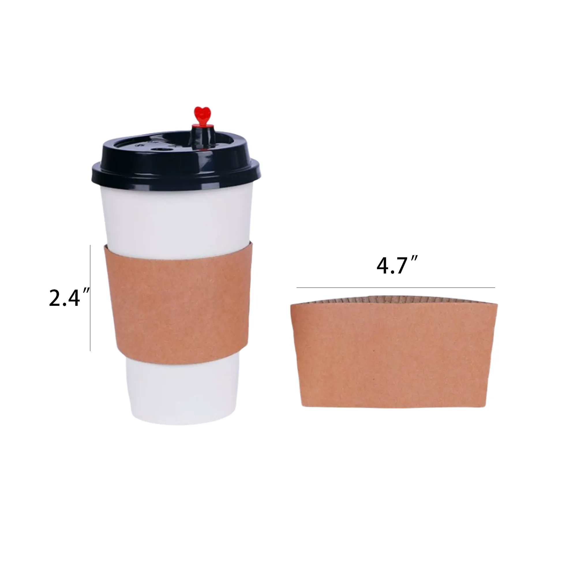 Custom Full Color Logo Kraft Disposable Coffee Cup Sleeves 2