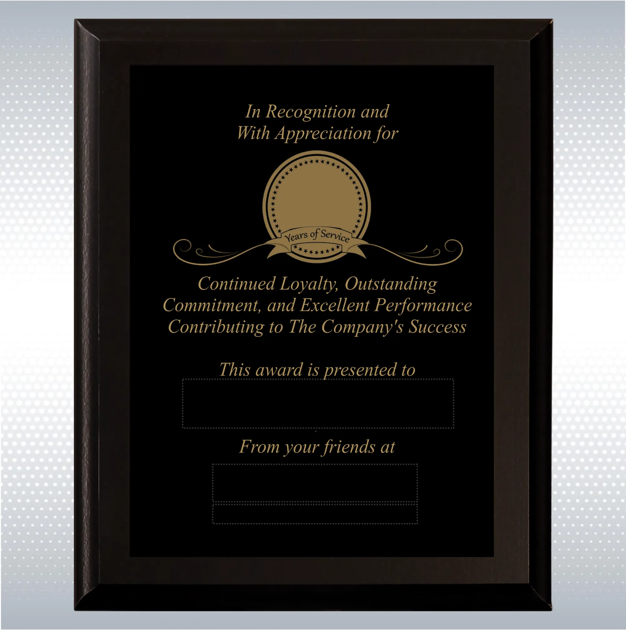 Black Matte Personalized Years of Service Gift Award Plaque 13