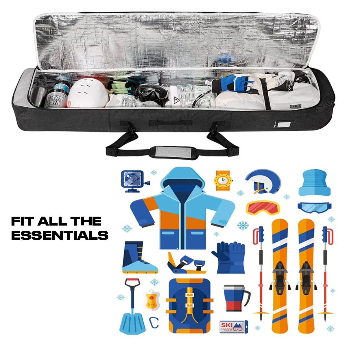 600D Premium Water-Resistant Padded Snowboard Ski Bags 3