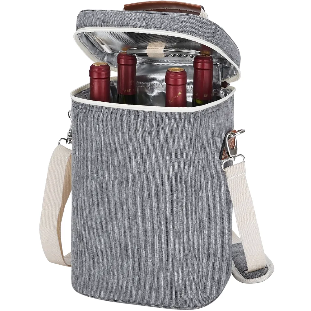 4-Bottle Insulated Wine Tote Carrier 4