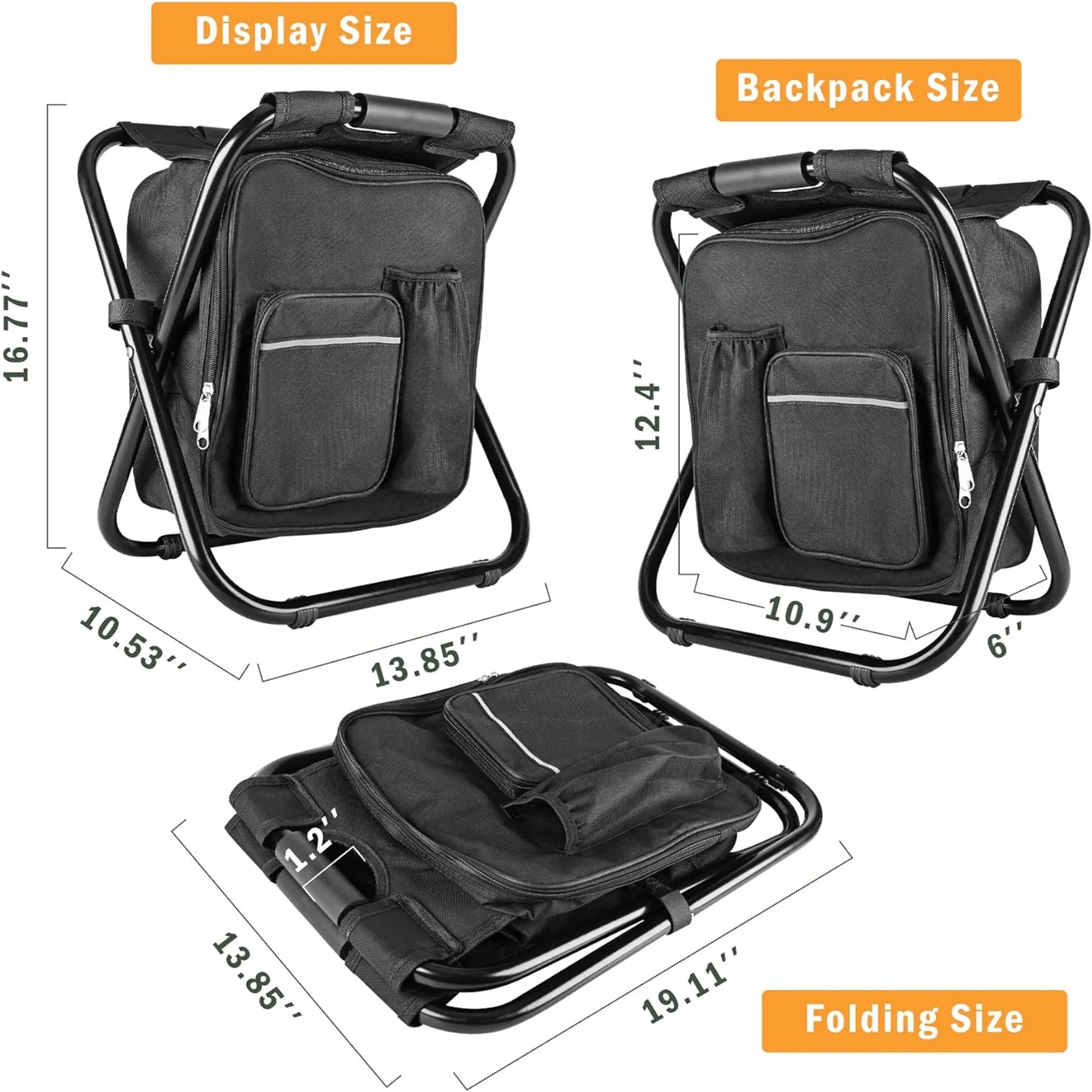 Folding Stool Backpack Insulated Cooler Bag 5