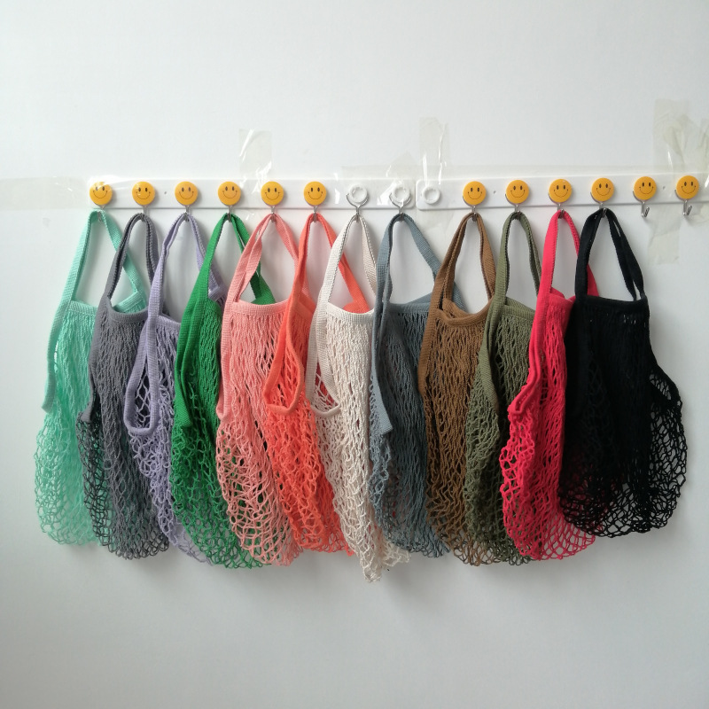Short Handle Cotton String Net Shopping Grocery Bags 4