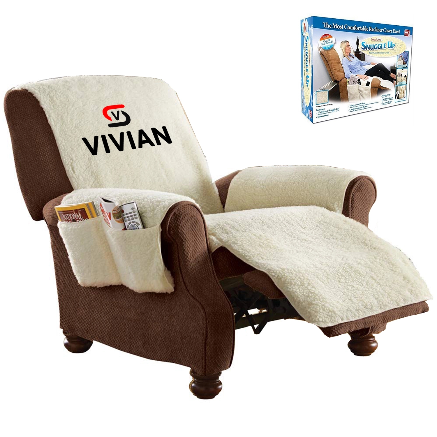 Beige Sherpa Recliner Cover 3