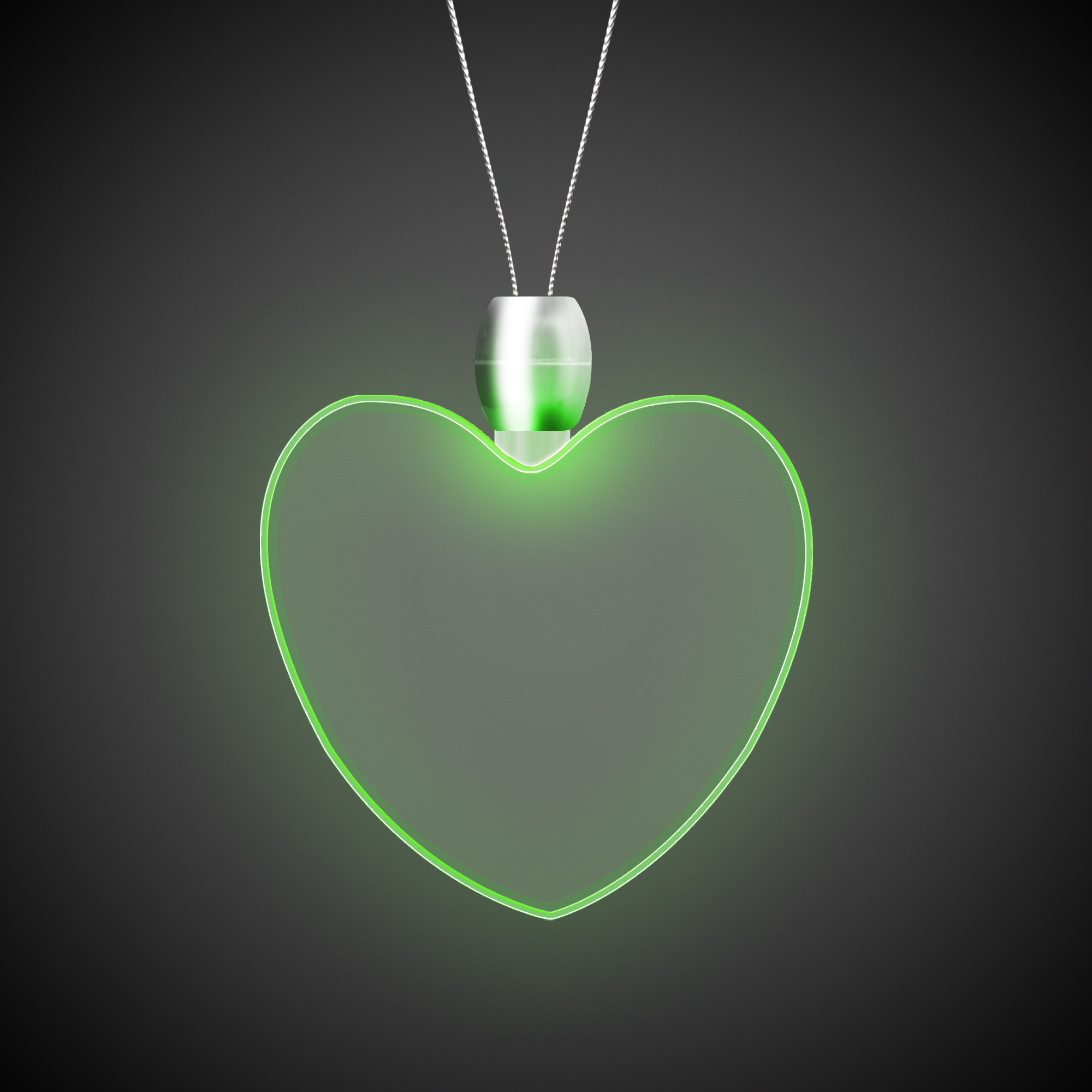 Heart Green Light-Up Acrylic Pendant Necklace