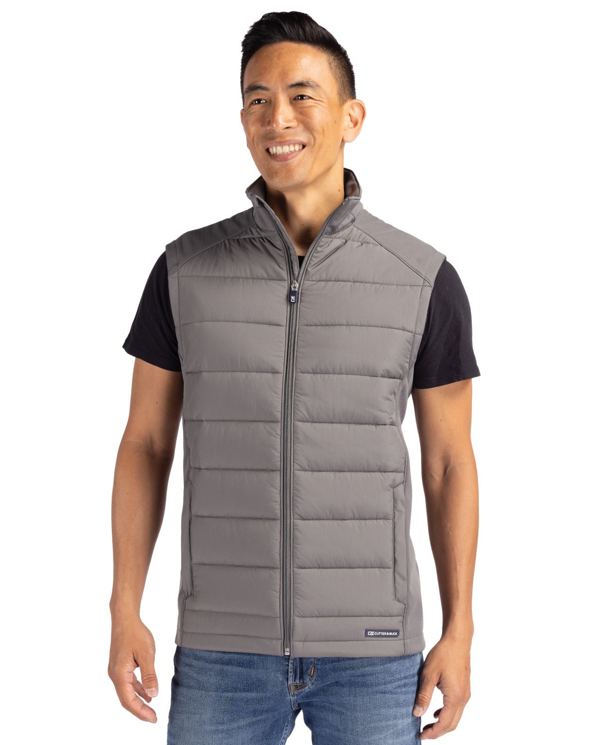 Cutter & Buck Evoke Recycled Honeycomb Fleece Mens Hybrid Full Zip Vest 24