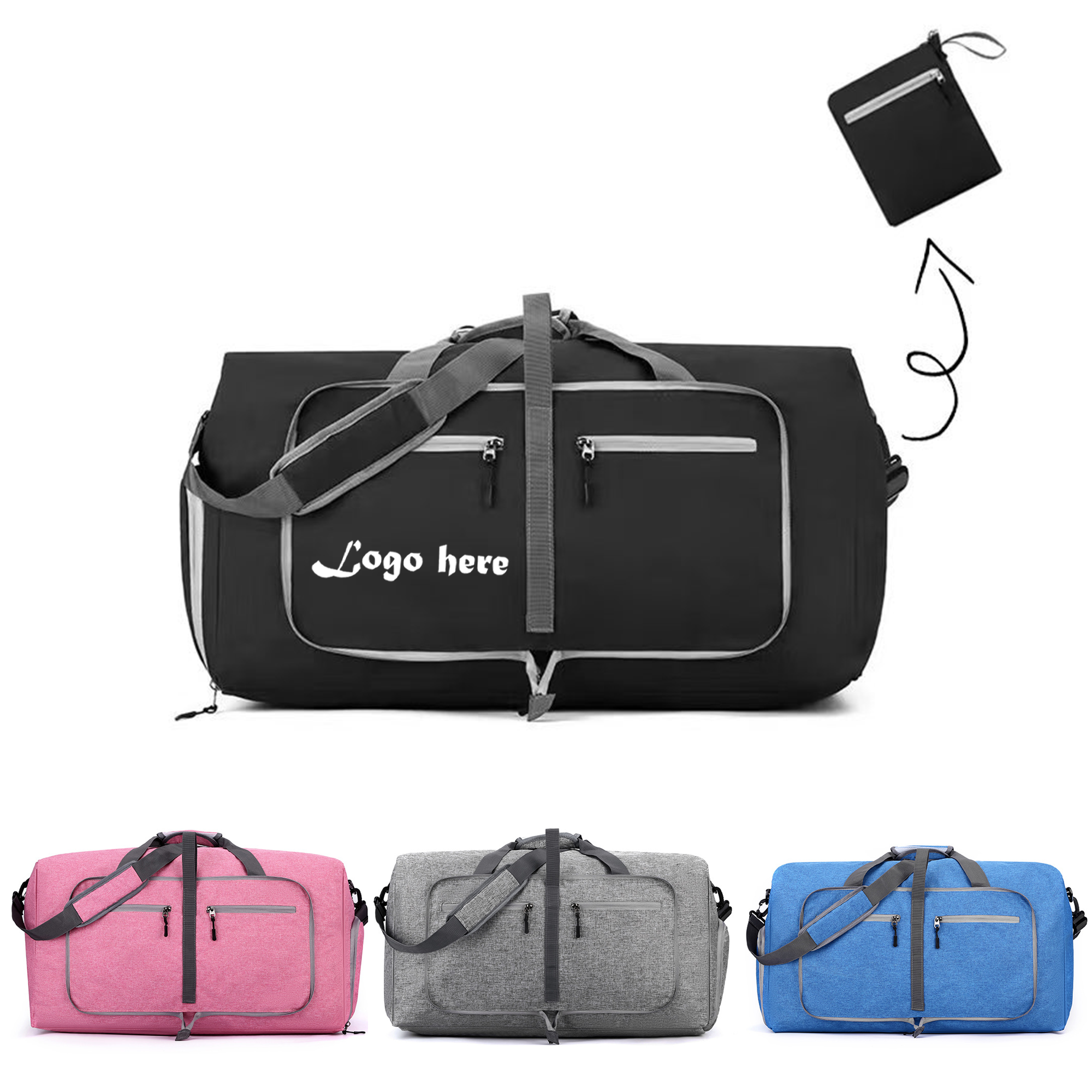 Travel Duffel Bag with Shoe Pocket - Foldable Design 2