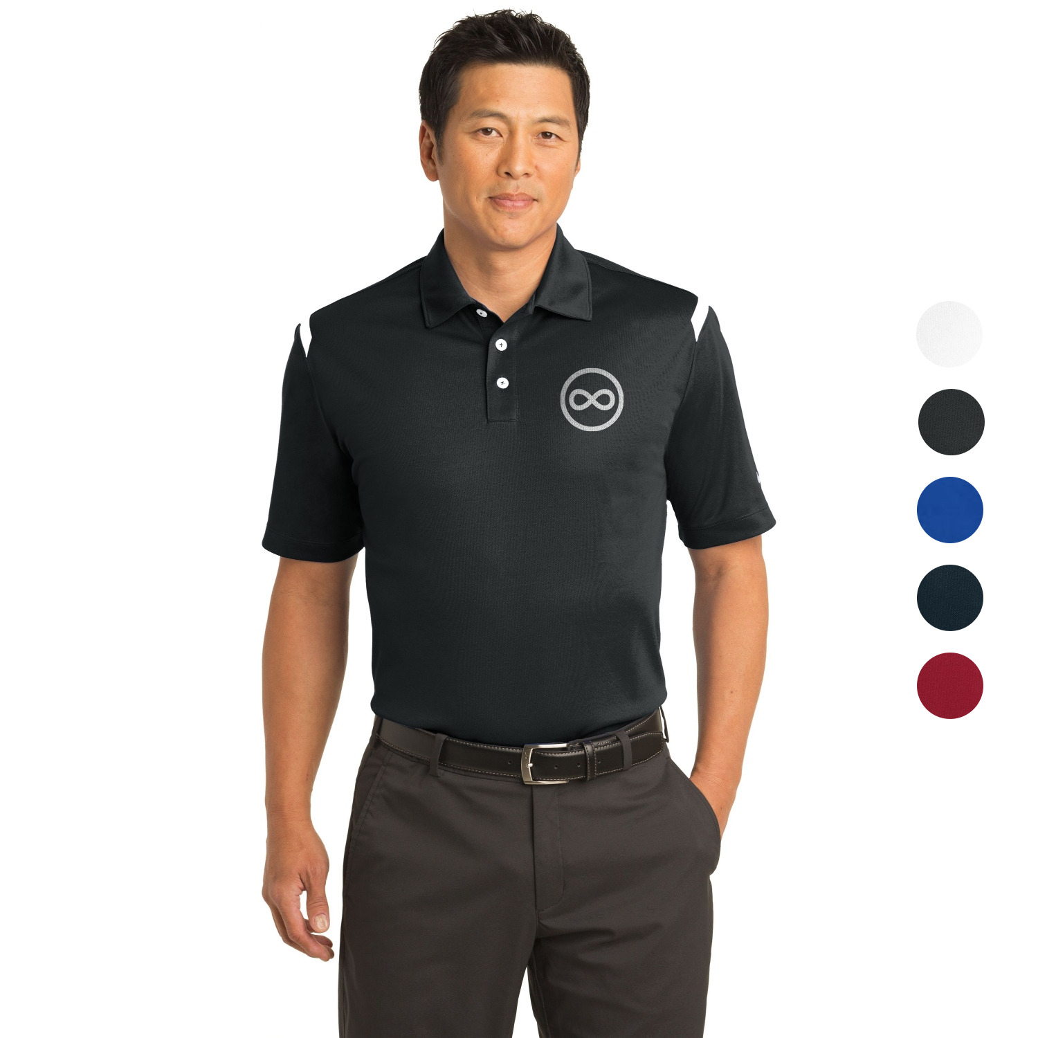 Nike Dri-FIT Shoulder Stripe Polo w/ Screen Print 4.5 oz. 4