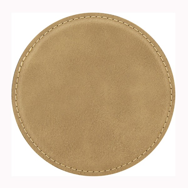 Leatherette Circle Coaster - Dark Brown Screen Imprinted 3
