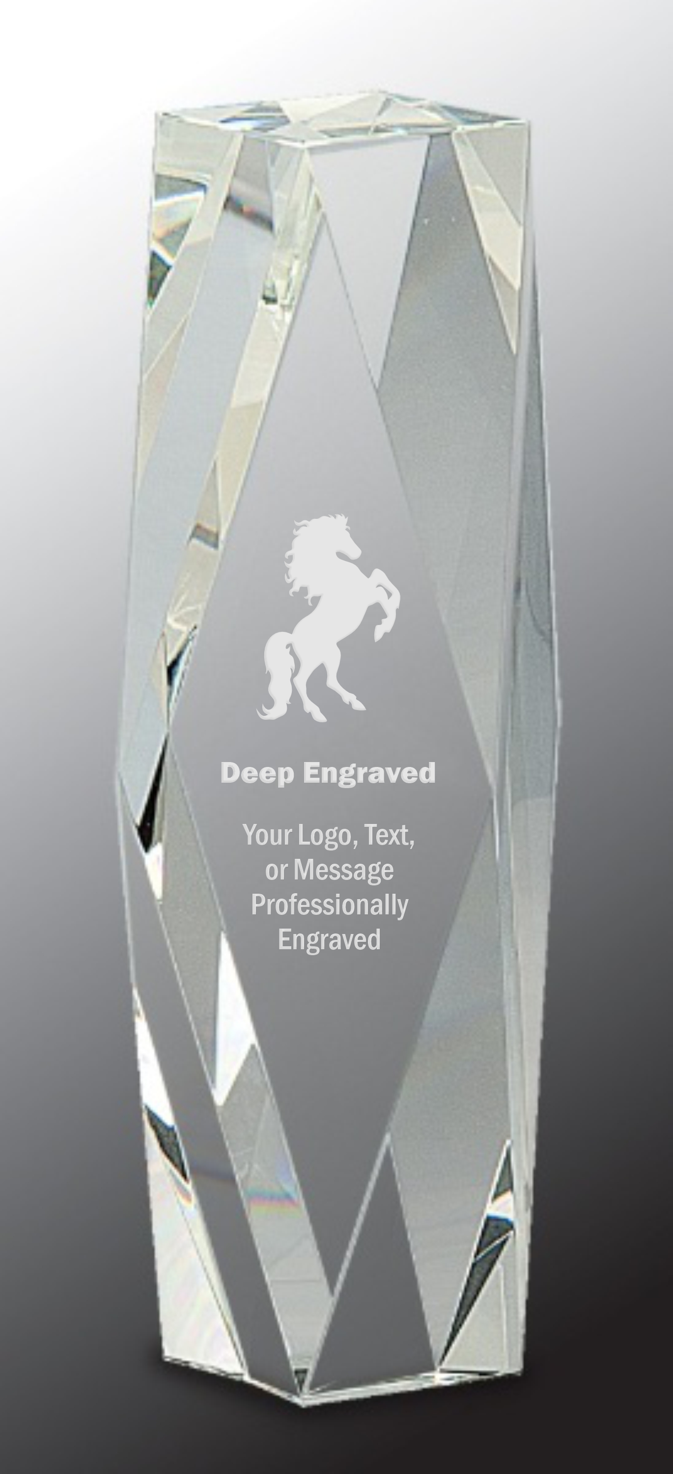 8" Clear Crystal Facet Tower Award