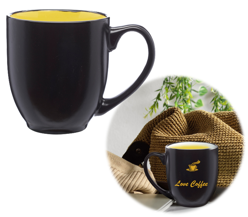 Two-Tone Black Matte Ceramic Mug, 16 oz. 4