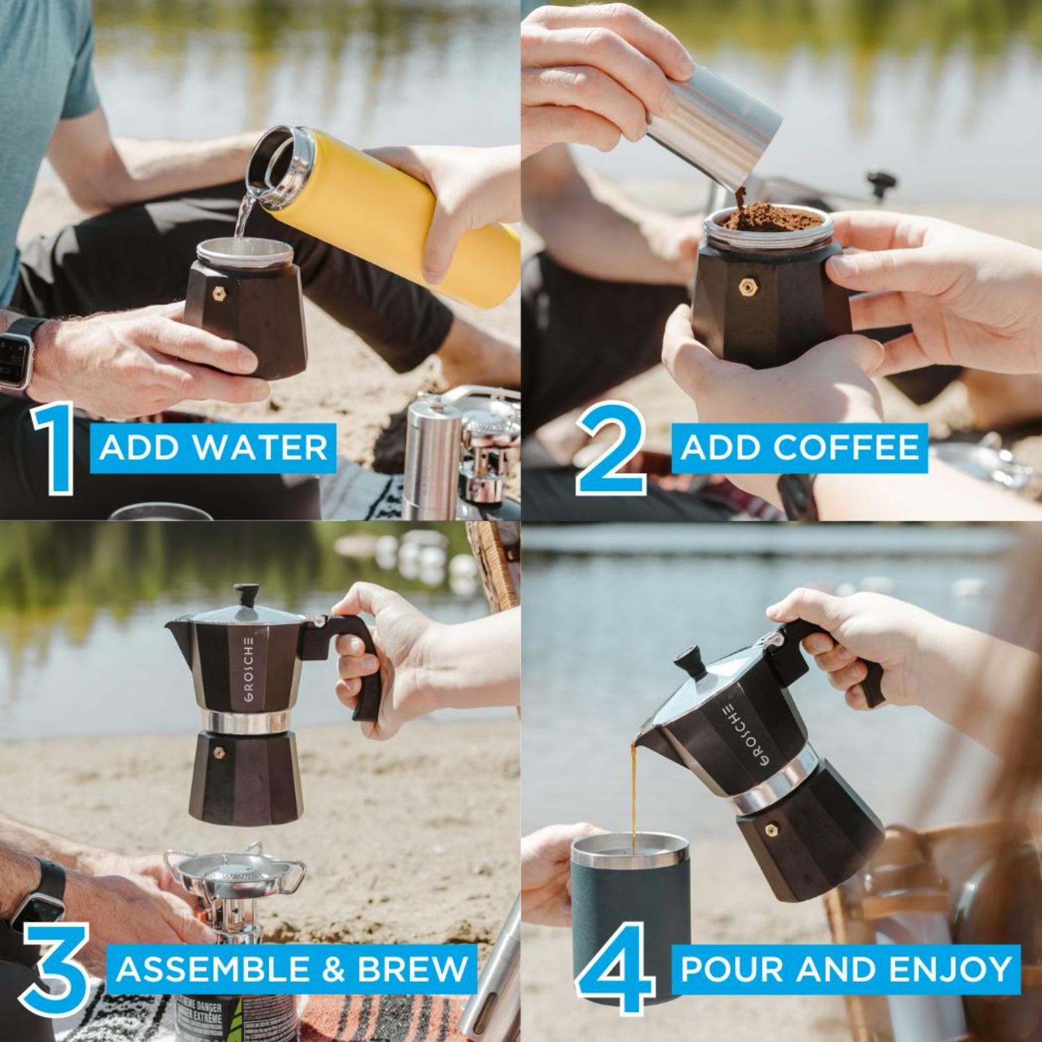 GROSCHE® MILANO Stone 3 Cup Stovetop Moka Pot Espresso Coffee Maker 2