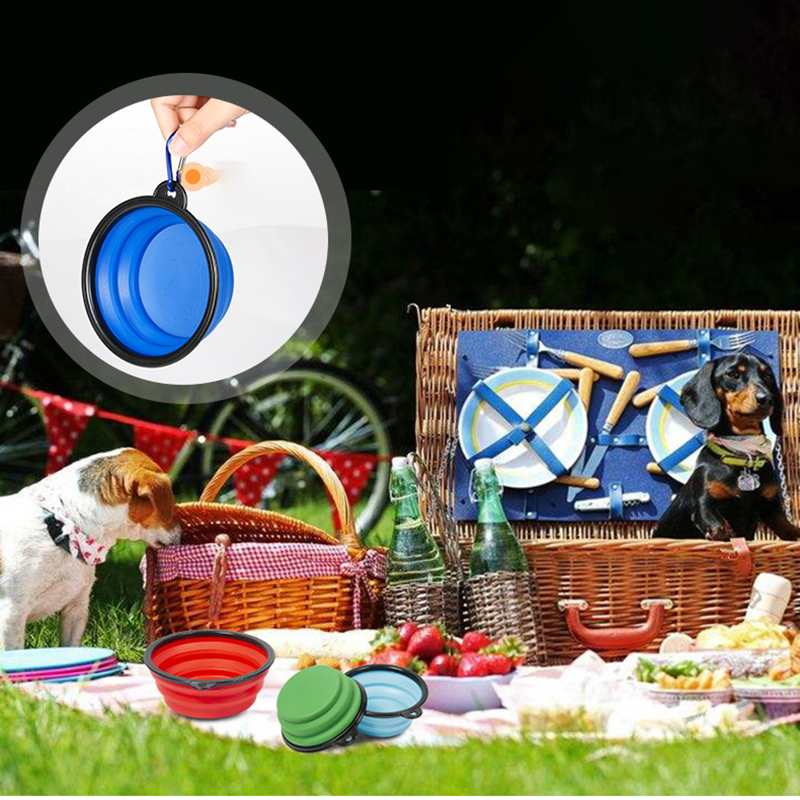 Portable Foldable Dogs Food Bowls w/ Carabiner Clip 20