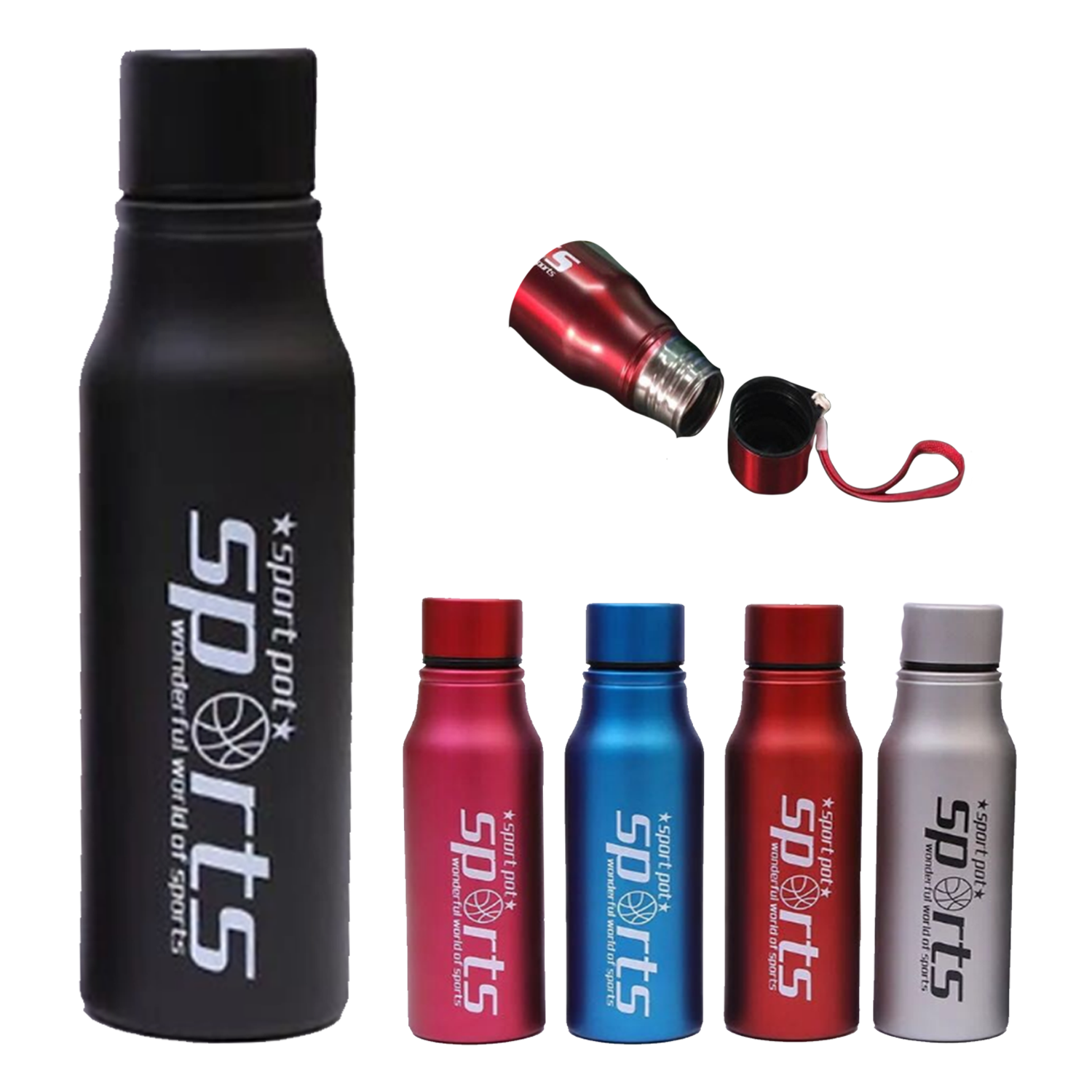 25oz Stainless Steel Sports Bottle With Lanyard, custom water bottle with logo imprint 2