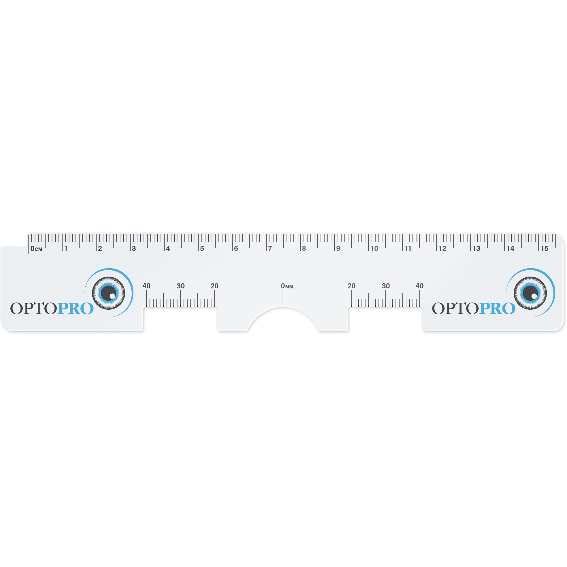 .030 Clear Gloss Copolyester Pupil Distance Ruler (1.125" x 6.5") Screen-printed