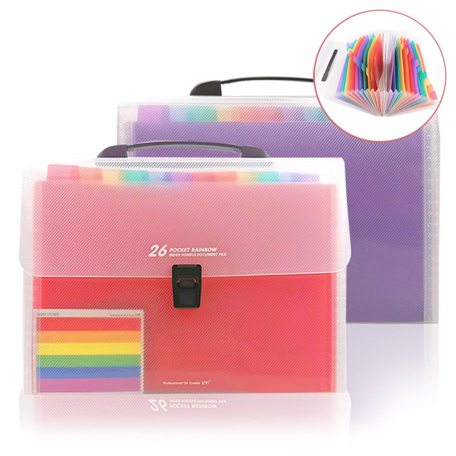 A4 13 Pockets Rainbow Expanding Accordion Handle File Folder 3