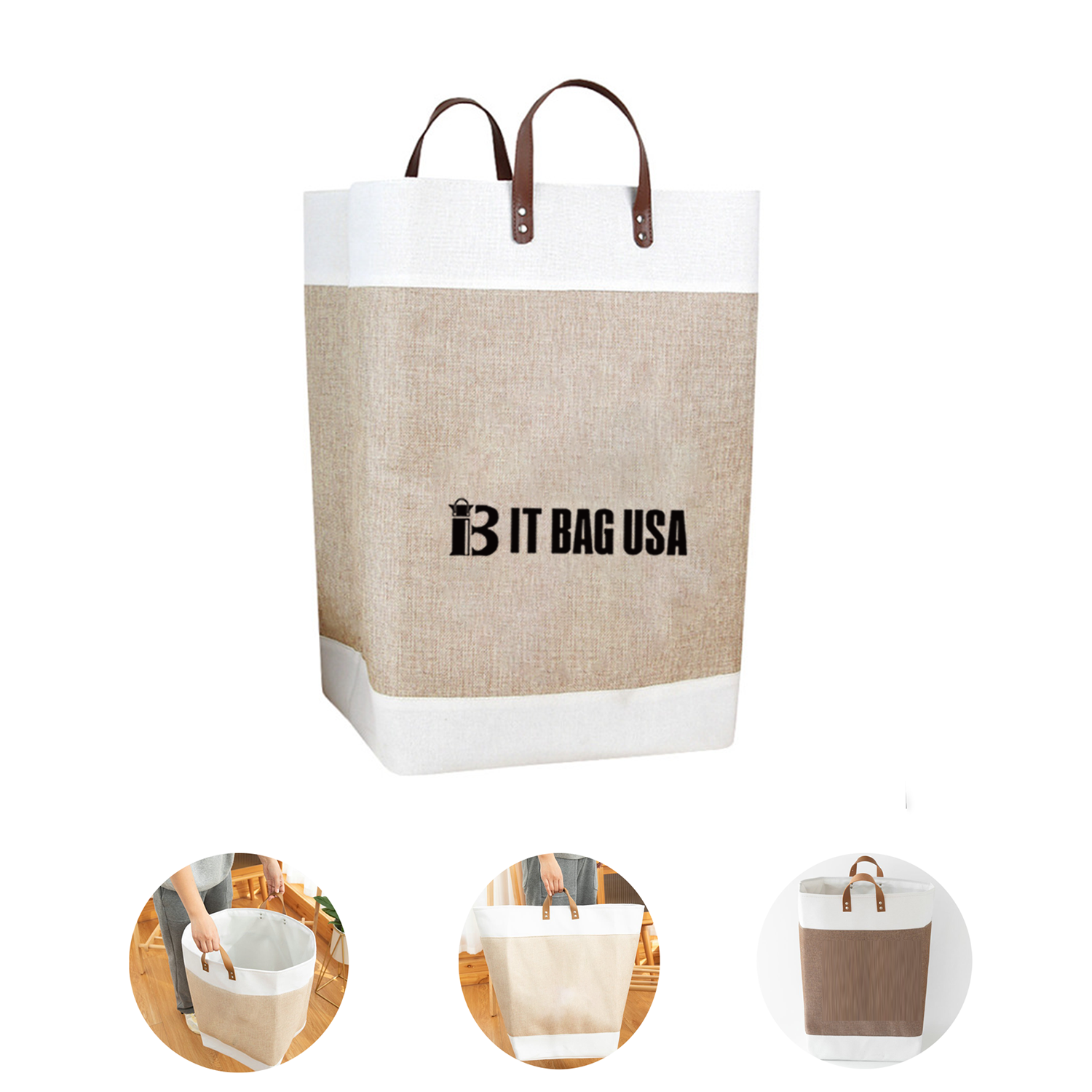 Pu Handle Laundry Thickened Storage Bag, custom tote bag with logo imprint 2